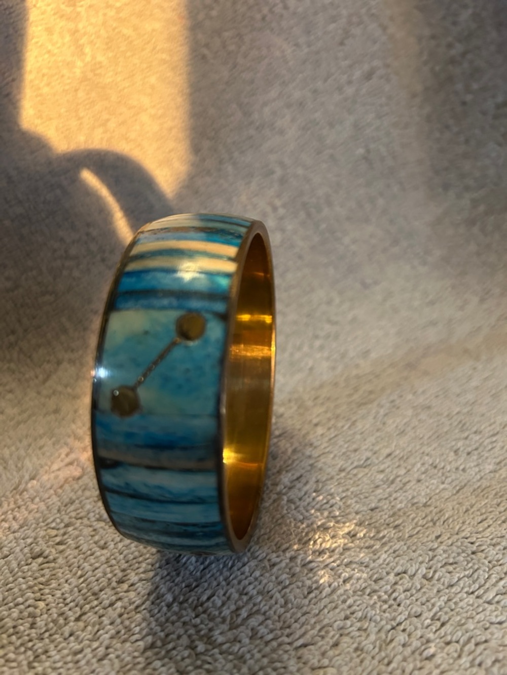 Vintage Enamel and Bangle Brass 8”